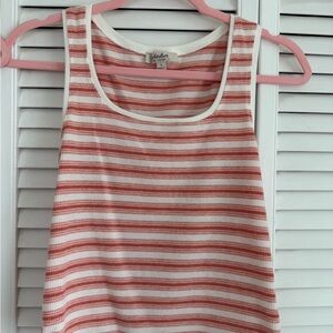Atelier Sona Coral and White Striped Ribbed Tank